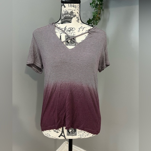 American Eagle Outfitters Ombré V-Neck T-Shirt Tee - Picture 2 of 7